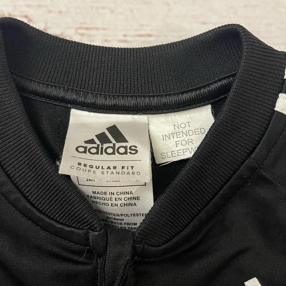 Adidas‎ Black White Long Sleeve 3 Stripe Tricot Coverall Size 12 Months